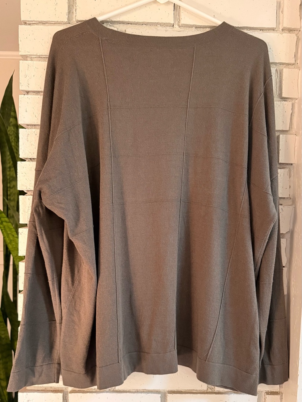 Planet by Lauren G Oversized Taupe Pullover Sweater Patchwork Women's One Size - Picture 3 of 9